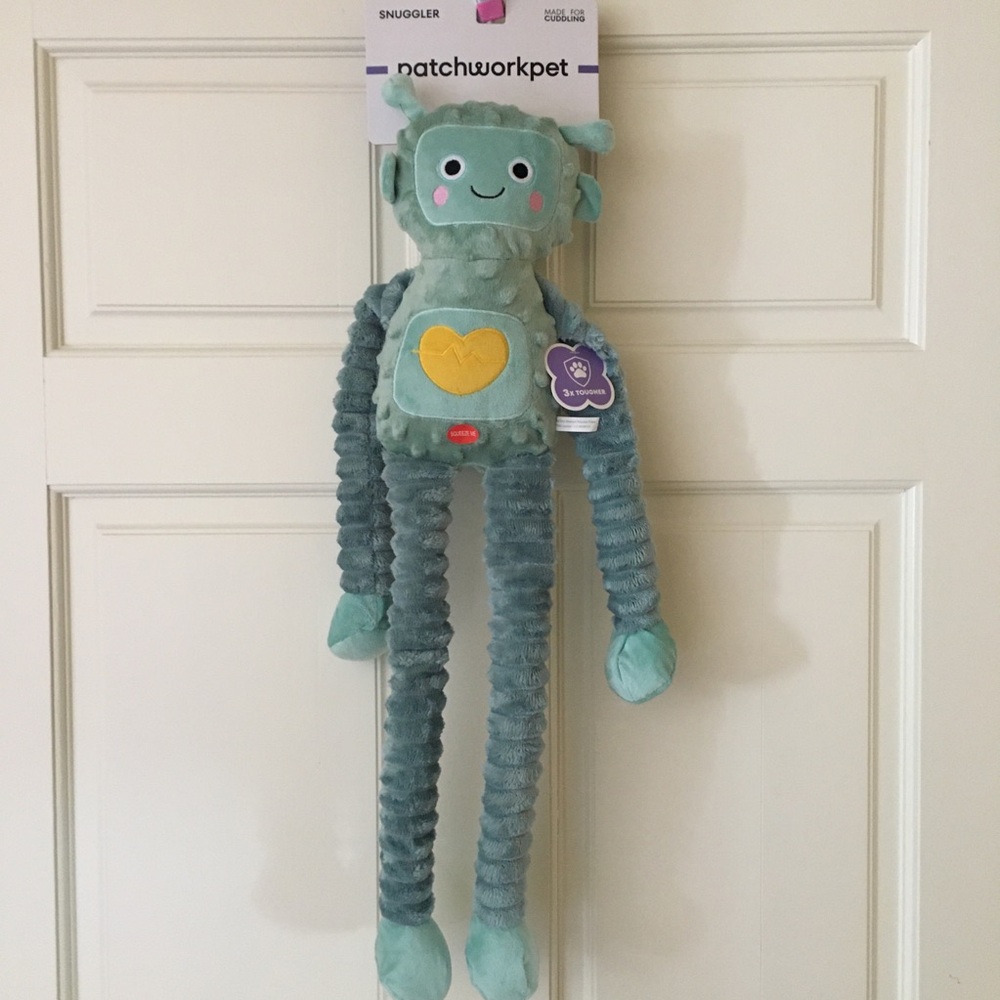 NEW Dog Toy Snuggler Floppy Long Legs 24” Robby Robot Squeaker | Patchwork Pets